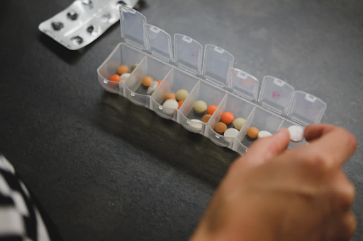 pills in a pill organizer